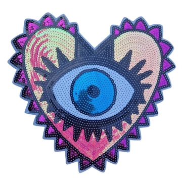 Symærke hjerte med øje 24x25 cm. pink